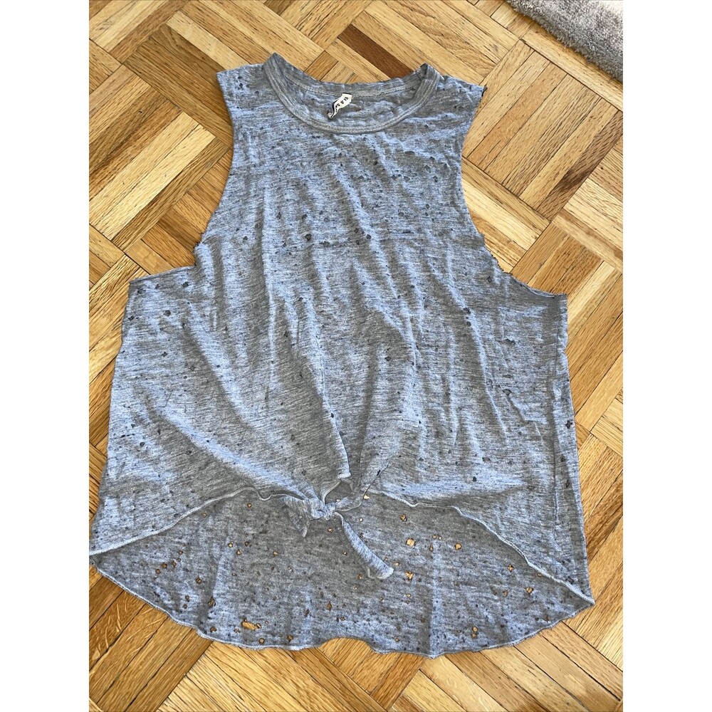 emma & sam womens size small heathered gray destroyed  crop top